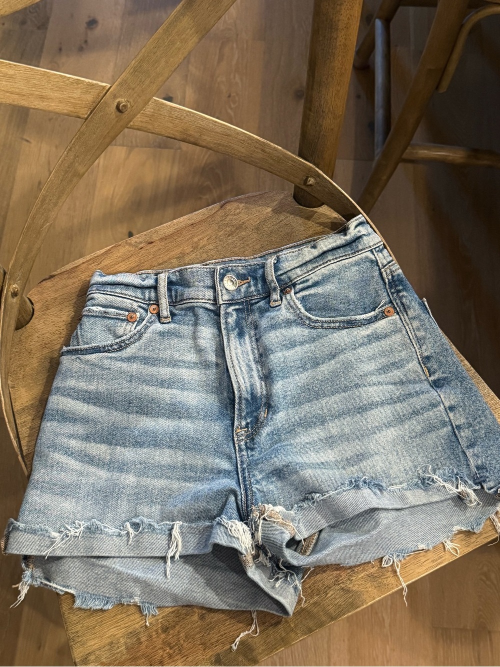 American Eagle Outfitters Light Blue Distressed Denim Cutoff Shorts